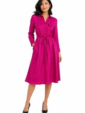 LUCKY BRAND Textured Fucia Midi Dress